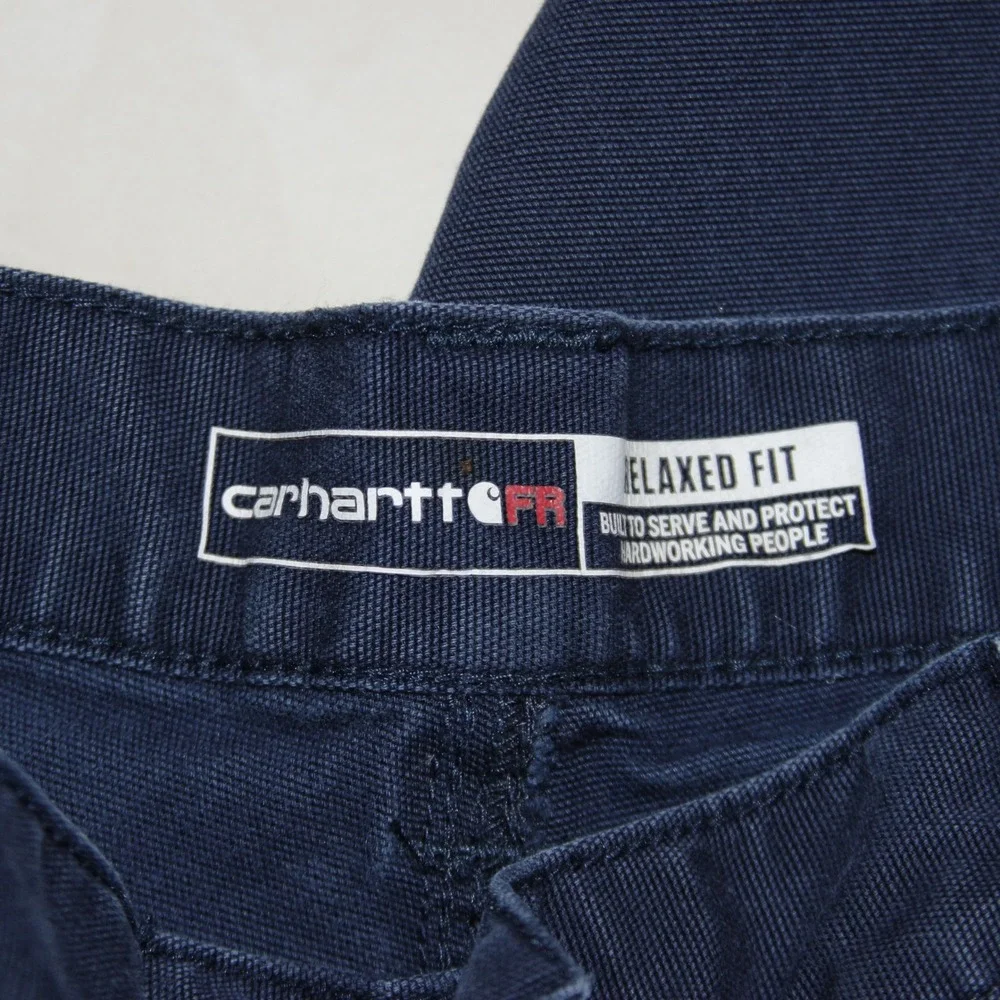 Carhartt FR‎ Relaxed Fit Cargo Pants Men Navy Blue Flame Resistant Workwear W34 - Picture 4 of 8